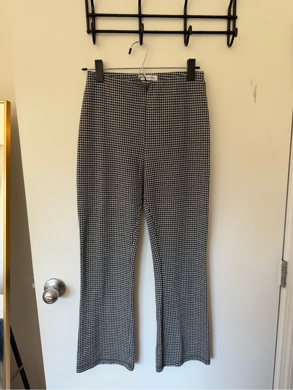 Urban Outfitters Black & White Houndstooth Kick Flare Pants